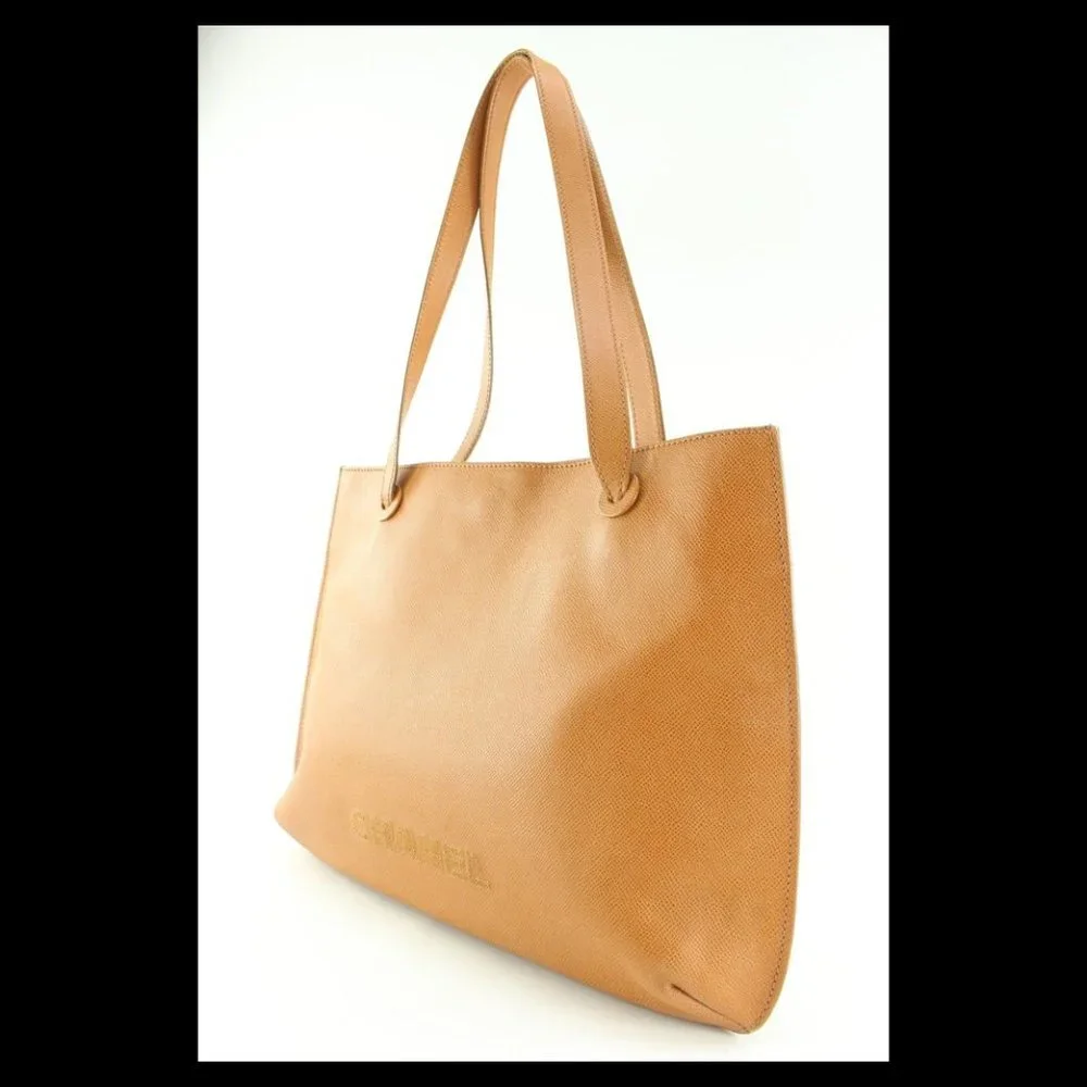 Chanel Sesame Brown Tan Caviar Leather Shoulder Bag Tote 1C0502
